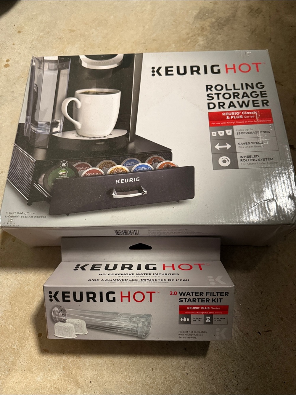 Keurig Black Rolling Storage Drawer and Keurig Water Filter Kit-NEW